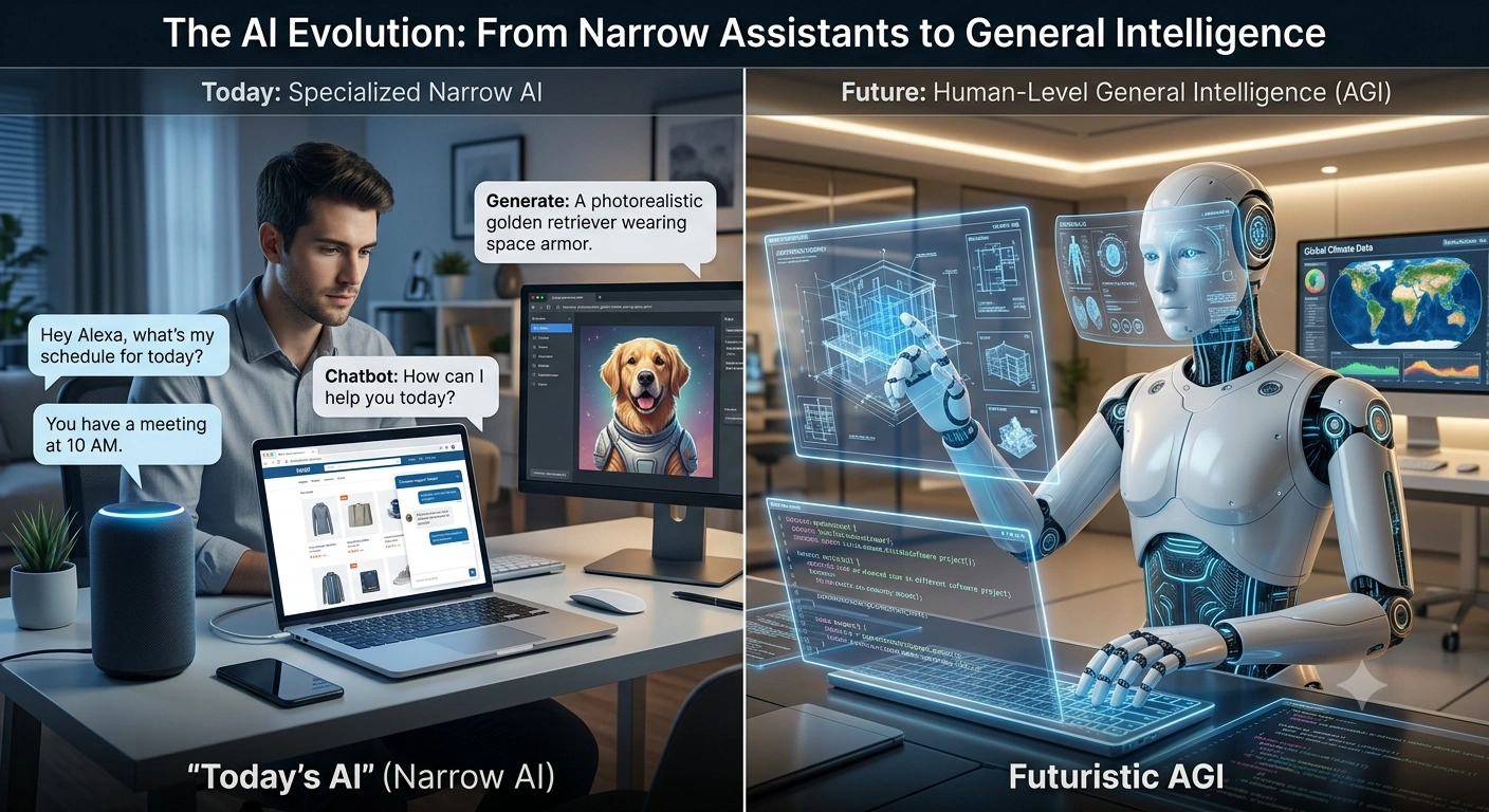 Comparison between today's AI and Artificial General Intelligence