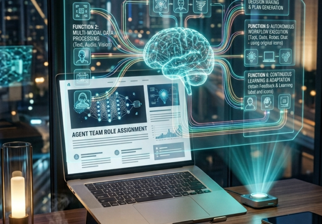 Important functions of AI agents including decision making, automation, learning, problem solving, and task execution