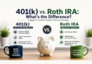 401(k) vs. Roth IRA comparison showing key differences in contributions, taxes, employer matching, and investment choices