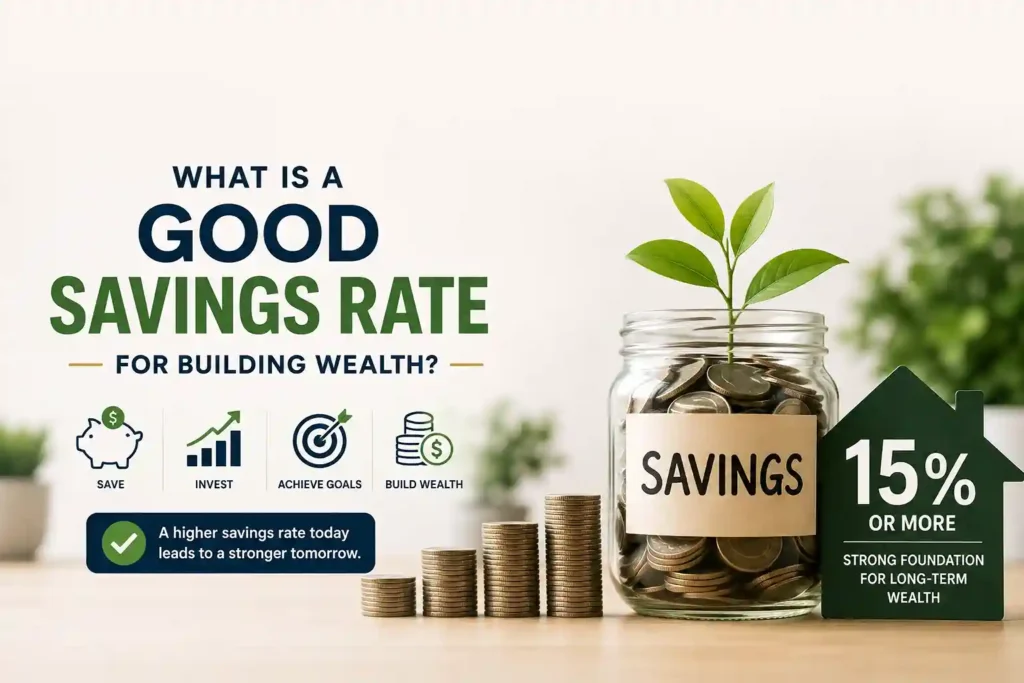 American professional planning a good savings rate for long-term wealth building