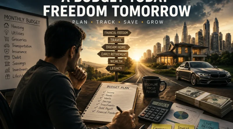 Personal budget plan showing income, expenses, savings, investing, and the path toward financial freedom in America