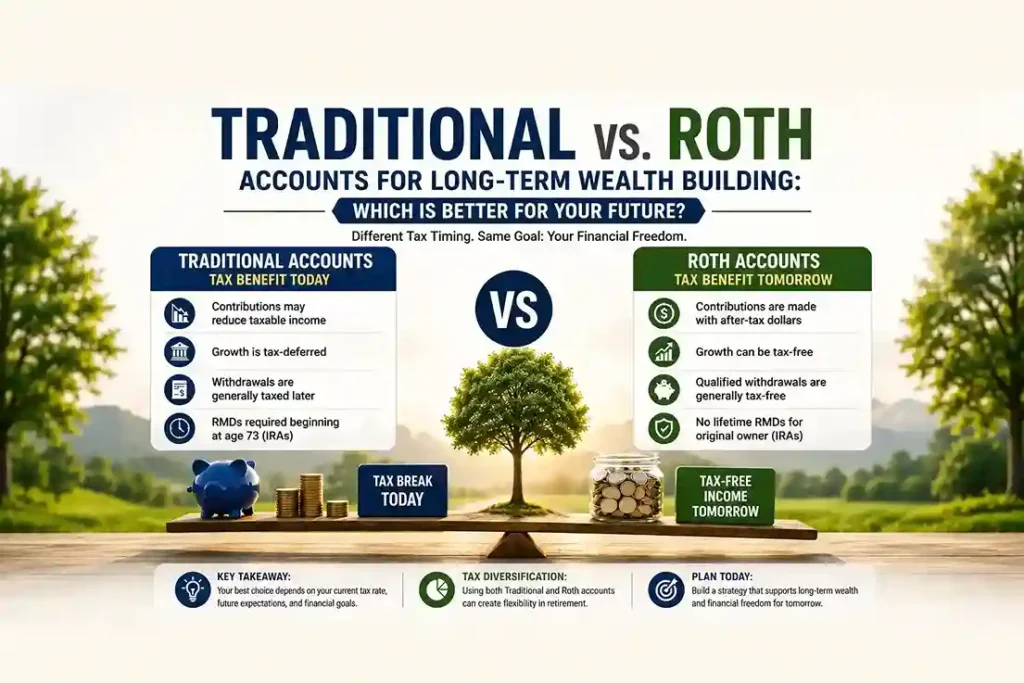 Traditional vs. Roth Accounts for Long-Term Wealth Building