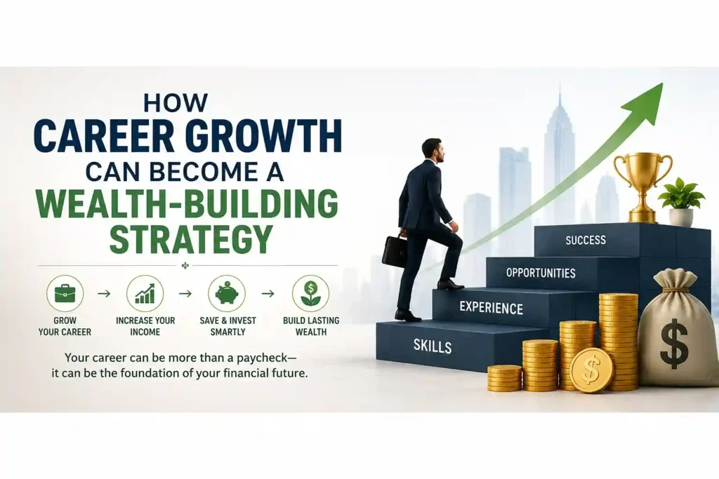 Career growth as a wealth-building strategy through higher income, saving, and investing