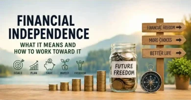 Financial Independence guide showing saving, investing, financial goals, and financial freedom