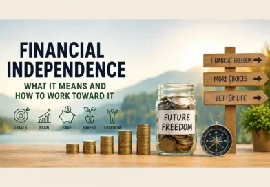 Financial Independence guide showing saving, investing, financial goals, and financial freedom