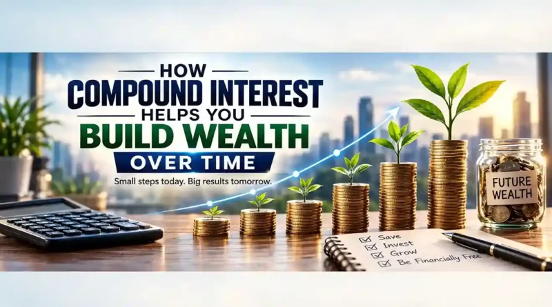 How compound interest builds wealth over time with growing investments and savings