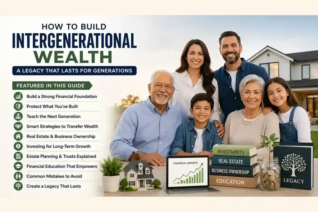 How to build intergenerational wealth through investing, real estate, financial education, estate planning, and wealth transfer
