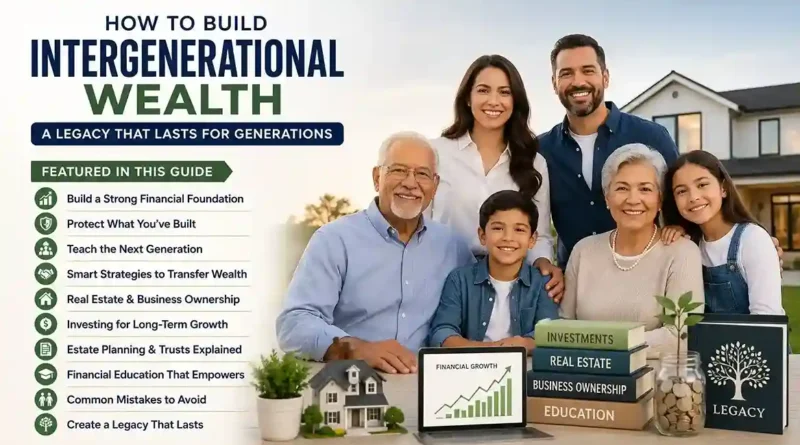 How to build intergenerational wealth through investing, real estate, financial education, estate planning, and wealth transfer