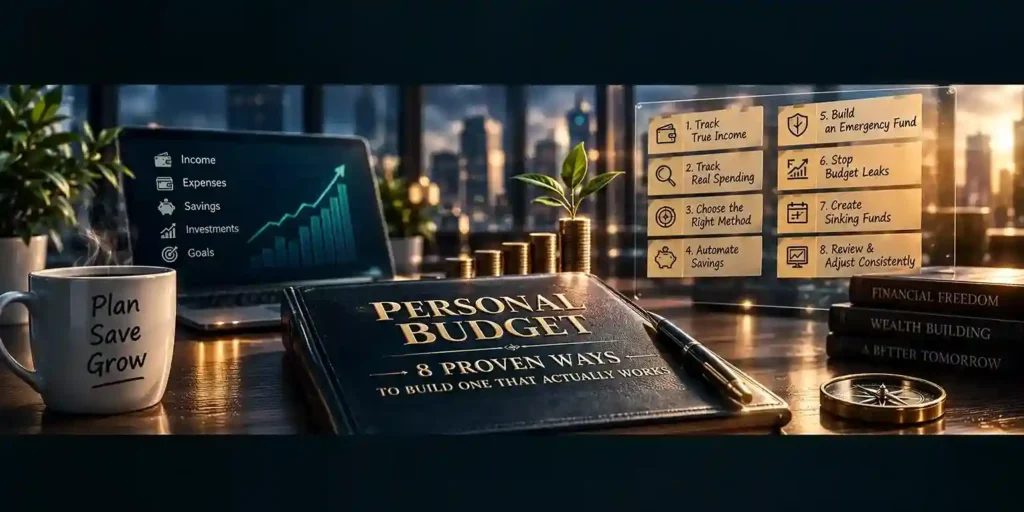 Personal budget planning with savings, expenses, income tracking, and eight proven budgeting strategies